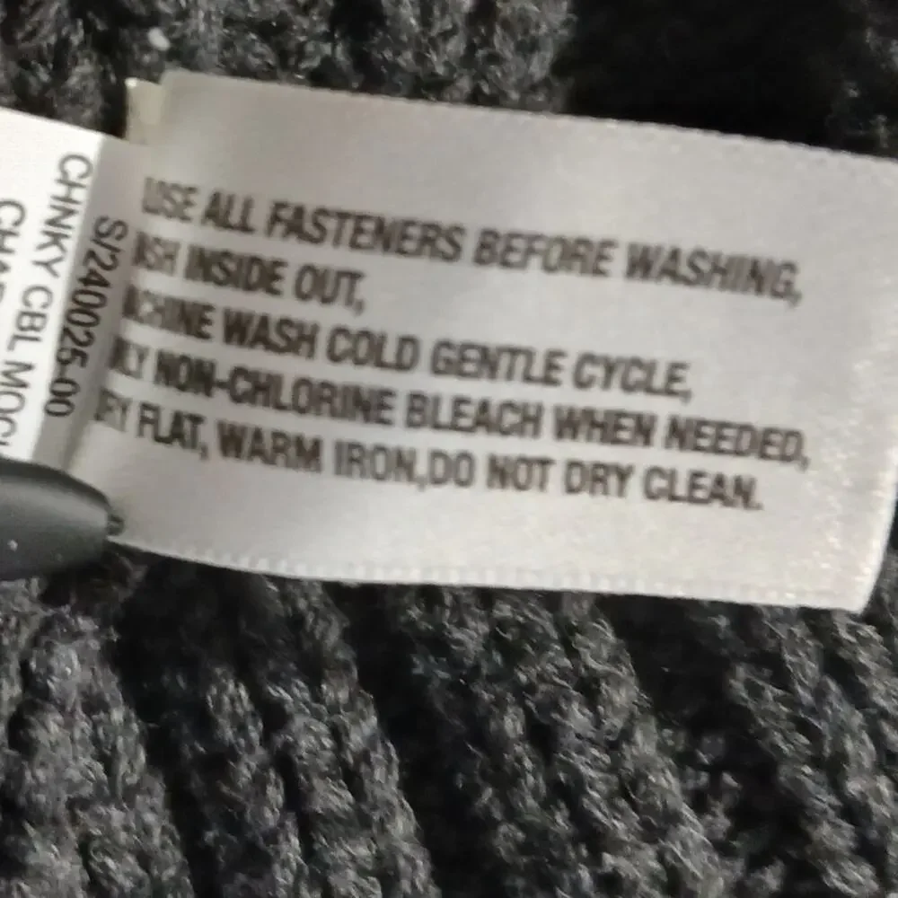 Gap XL Men's Cable-Knit Dark Grey Button-Up Cardigan 100% Cotton Striped-Sleeve